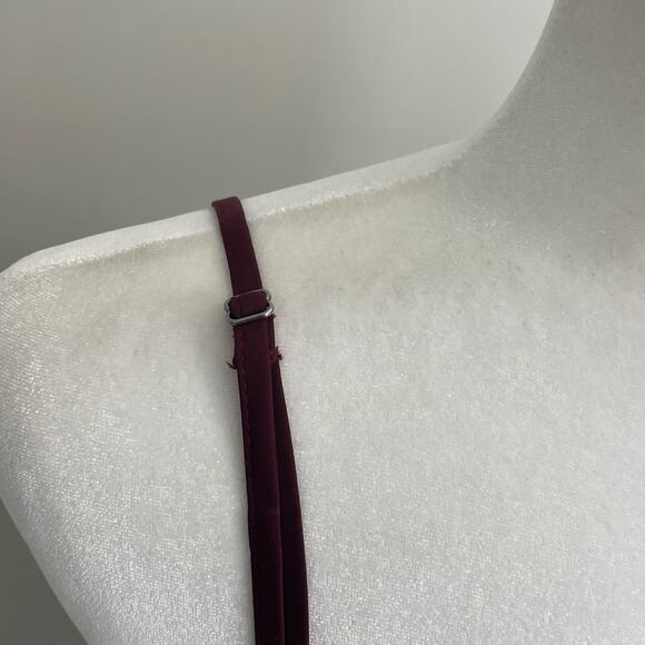 Satin Slip Cowl Neck Dress Midi Burgundy Sz L Adjustable Staps - Picture 9 of 10